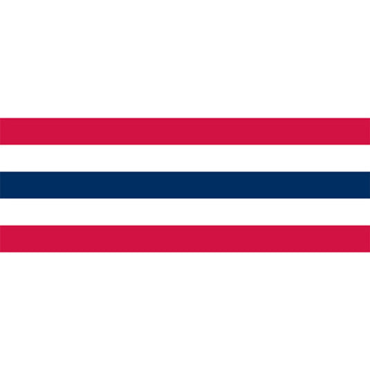 Simplified Flag Pattern Classic Bunting design, featuring three solid horizontal bands: red (top), dark blue (middle), and red (bottom), separated by white space, creating a versatile red, white, and blue stripe pattern.
