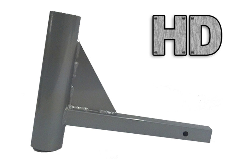 Load image into Gallery viewer, Gray welded steel Flagpole Hitch Mount with an "HD" label, indicating heavy-duty construction.

