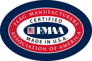 Load image into Gallery viewer, Oval logo with a blue background. Red ring reads "Flag Manufacturers Association of America." White band says "Certified Made in U.S.A." Central "FMAA" text.
