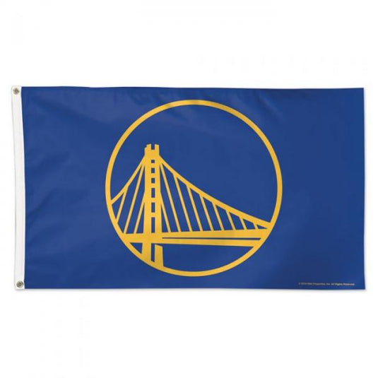 Deluxe 3x5 NBA Golden State Warriors Flag with blue and gold bridge logo.