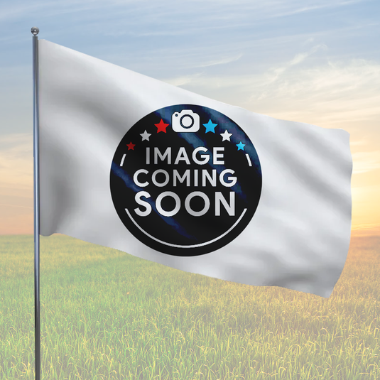 A white nylon flag with an image of a camera and text that reads 'IMAGE COMING SOON'.