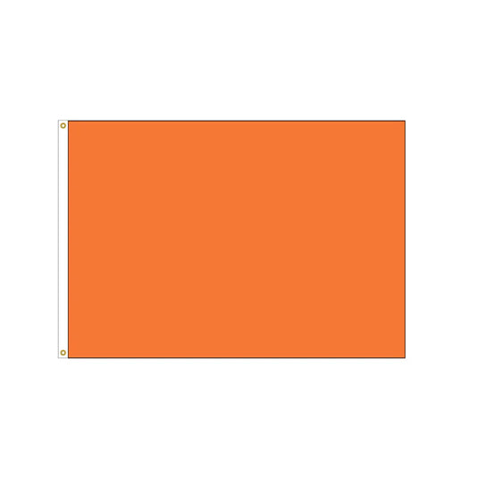 Solid plain safety orange nylon golf flag with a white header and metal grommets visible in the corners.