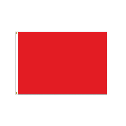 Solid plain red nylon golf flag with a reinforced white canvas header and brass grommets.