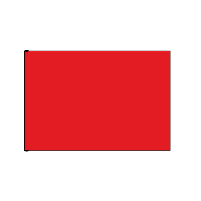 Load image into Gallery viewer, Solid plain red nylon golf flag shown flat, illustrating the tube header style for slipping onto a flagpole.
