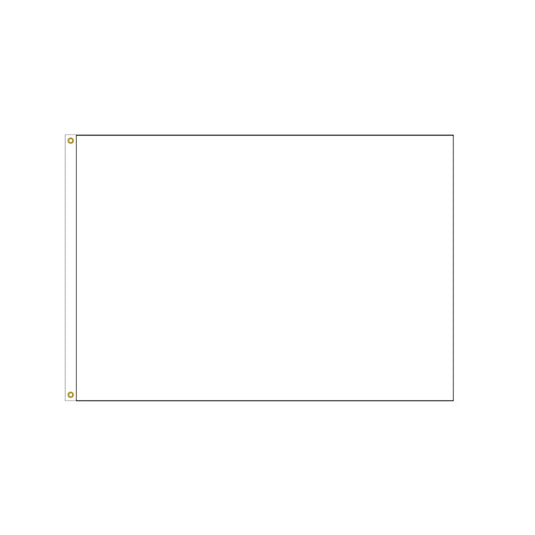 Solid plain white nylon golf flag with a white header and two brass grommets for attachment.