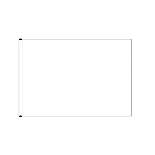 Plain solid white nylon golf flag showing the top and bottom sewn loops of the tube header style.