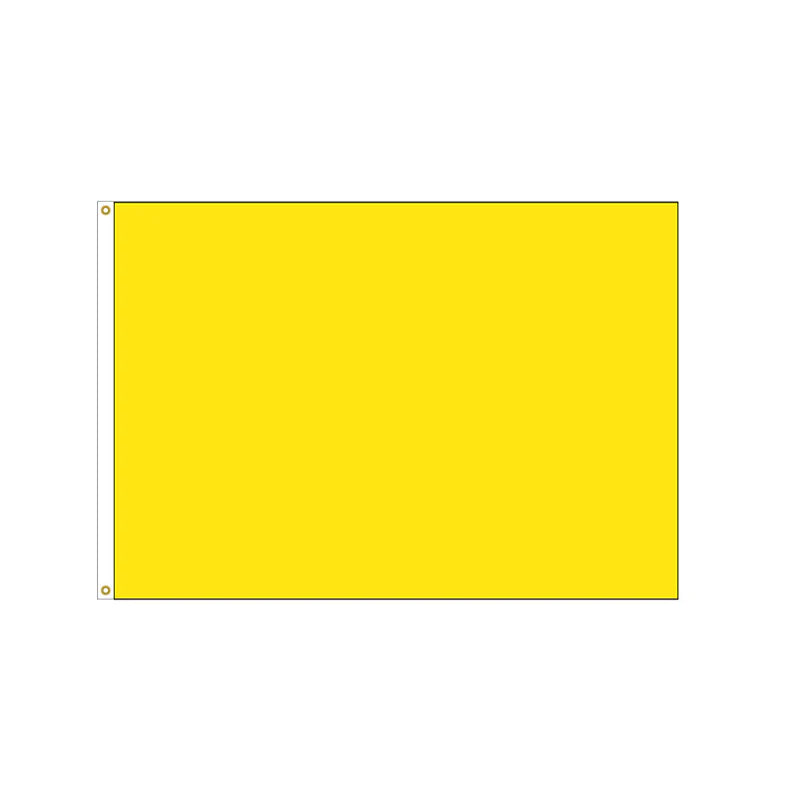 Load image into Gallery viewer, Bright solid yellow nylon golf flag with brass grommets on a white header for easy attachment.
