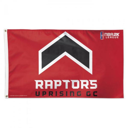 A red and black Toronto Raptors flag with the team's logo and the text 'RAPTORS UPRISING GC' from the NBA Uprising 2021 season.