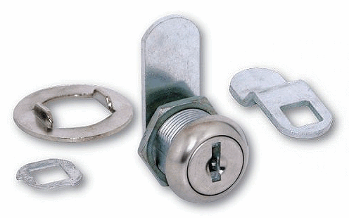 Exploded view of the Replacement Cylinder Cam Lock components, including the cylinder, cam, and mounting pieces.