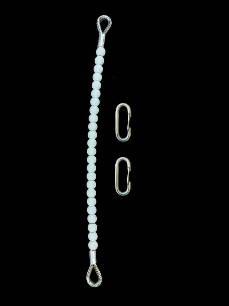 Load image into Gallery viewer, One Replacement Telescoping Flagpole Beaded Retainer Ring displayed with two metal snap clips.

