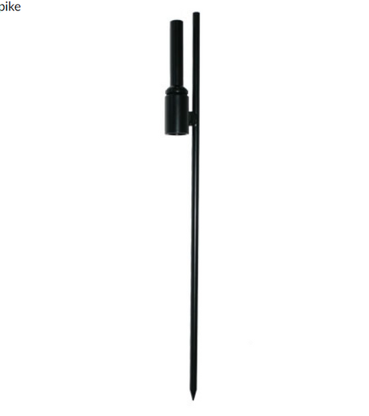 A black rotating aluminum spike for a flagpole, displayed against a plain background.