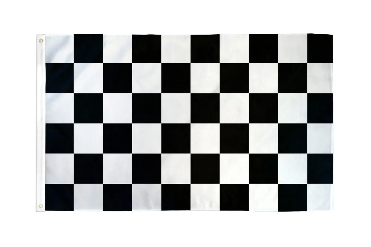 3'x5' Fully Printed E-poly Black and White Checkered Flag