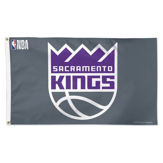 A flag featuring the Sacramento Kings NBA team colors and logo.