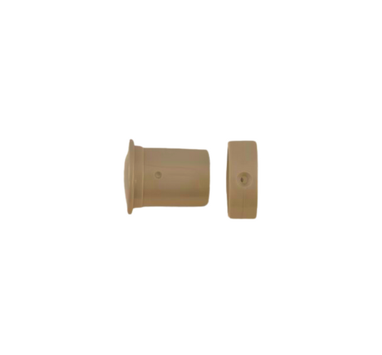 Light bronze-colored plastic top cap and collar set for Titan telescoping flagpoles, with both pieces displayed side-by-side.