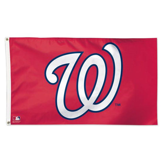 Deluxe Washington Nationals 3x5 MLB sport flag. The flag features a solid red field and the team's large, centered white 