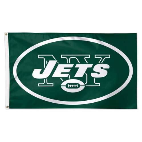 NEW YORK JETS WHITE BACKGROUND FLAG - DELUXE 3' X 5' NFL