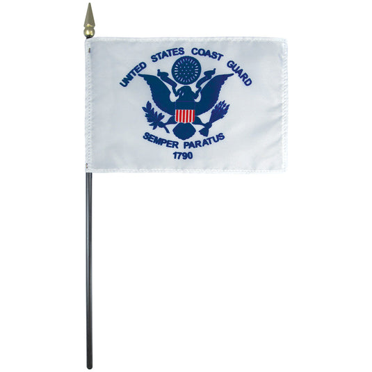 4"x6" Mounted Endura-Gloss Plastic U.S. Coast Guard Stick Flag