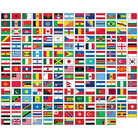 Complete U.N. Member Nylon Indoor / Parade Flag Set w/ Pole Hem