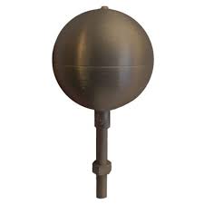 Bronze-colored aluminum ball flagpole ornament with threaded base and matte finish.