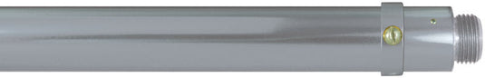 Silver aluminum deluxe parade banner pole with threaded ornament adapter and brass screw fitting.