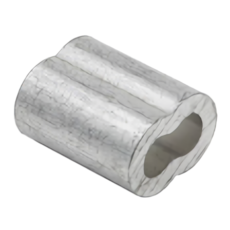 Aluminum oval sleeve crimp, designed for securing cable loops and creating strong, reliable terminations in flag halyard or wire assemblies.