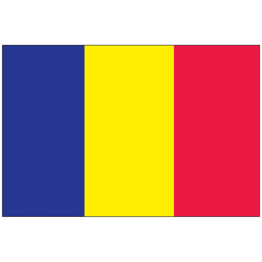 The civil flag of Andorra, showing the three vertical stripes of blue, yellow, and red without the coat of arms.