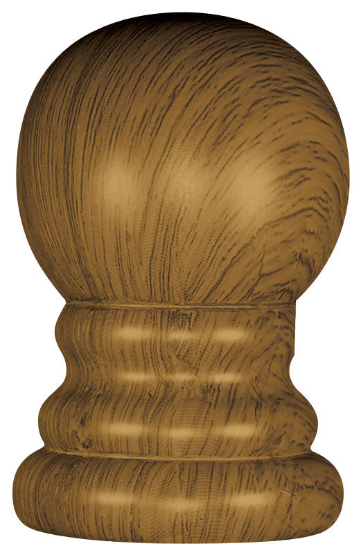 A close-up of the Anti-Furl Ball Ornament Substitute, featuring a realistic wood grain finish.