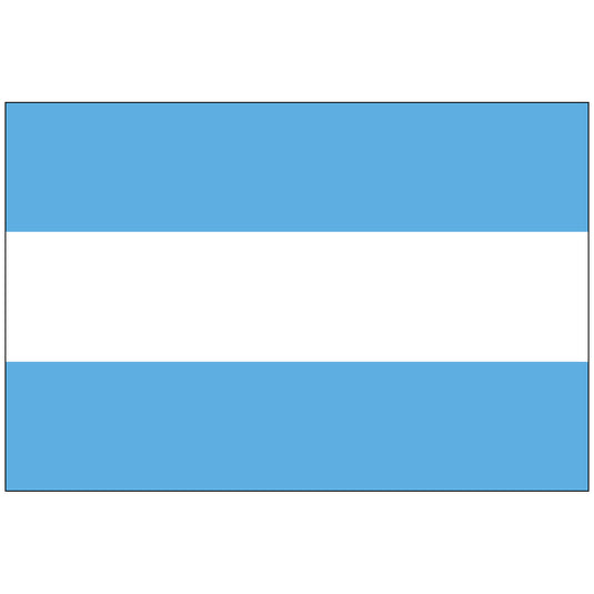 The ornamental flag of Argentina, showing the three horizontal stripes of light blue and white without the Sun of May emblem.