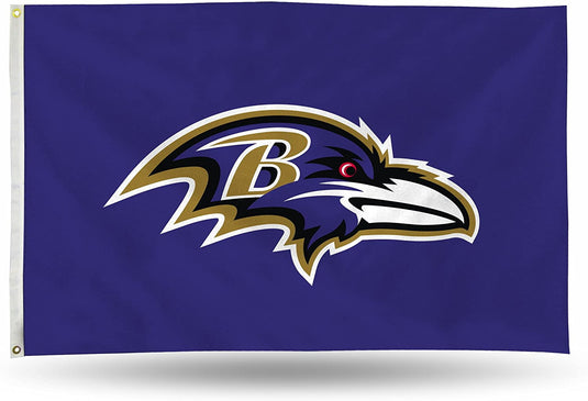 Baltimore Ravens Deluxe 3x5 foot NFL Sport Flag, featuring the team's official raven head logo on a solid purple background.