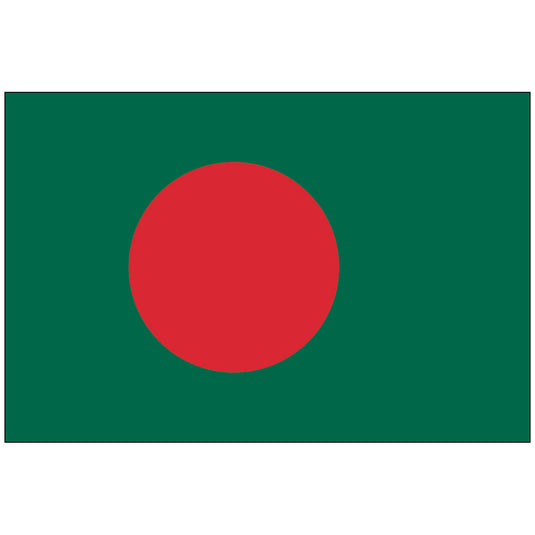 The national flag of Bangladesh, featuring a red disc centered on a solid dark green field.