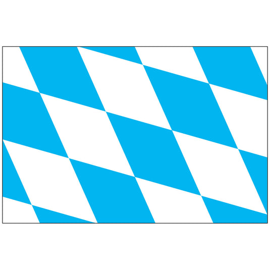 Flag of Bavaria (lozenge pattern) made of nylon, featuring alternating diagonal rhombuses of white and light blue.