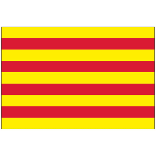 Flag of Catalonia (Senyera) made of nylon, featuring nine horizontal stripes, with four red bands and five yellow bands alternating.
