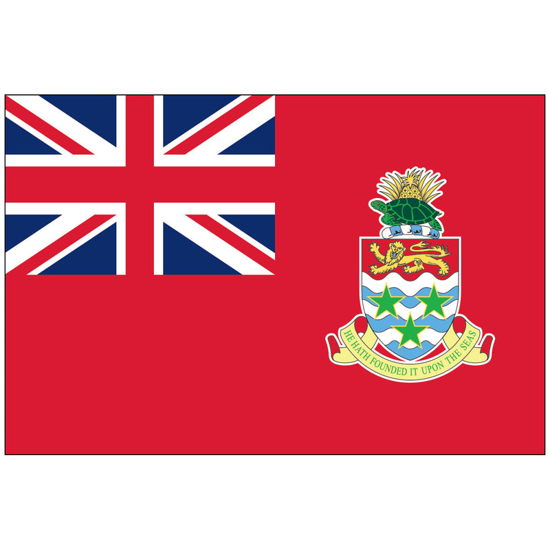 Load image into Gallery viewer, Flag of the Cayman Islands Red Ensign made of nylon, featuring a bright red field, the Union Jack in the canton, and the national coat of arms in the fly.
