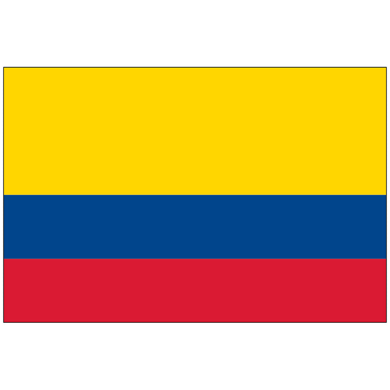 Load image into Gallery viewer, Nylon flag of Colombia featuring three horizontal stripes: a large yellow band on top, a blue middle band, and a red bottom band, symbolizing the nation's heritage and pride.
