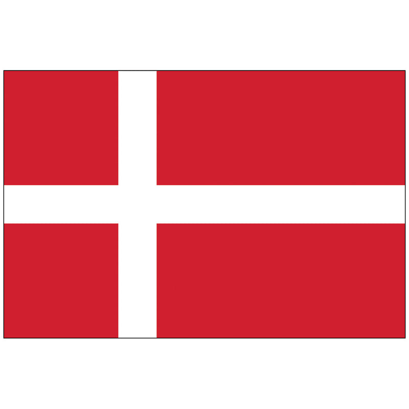 Load image into Gallery viewer, National flag of Denmark (Dannebrog), featuring a red field with a white Scandinavian cross extending to the edges, with the cross arm shifted closer to the hoist side.
