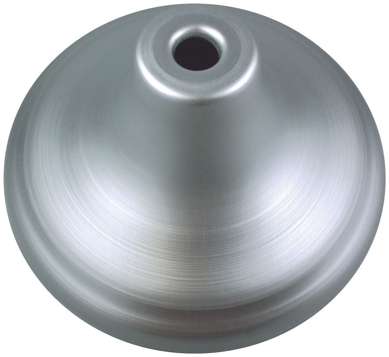 Load image into Gallery viewer, Close-up, overhead view of the Silver Finish Endura™ Floor Stand base. This heavyweight, polished base for indoor flag displays has a modern, brushed aluminum appearance and a smooth central opening.
