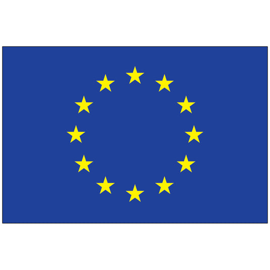 The Europe World Flag, featuring a deep royal blue background with twelve golden stars arranged in a circle at the center, symbolizing unity, solidarity, and harmony among the peoples of Europe.