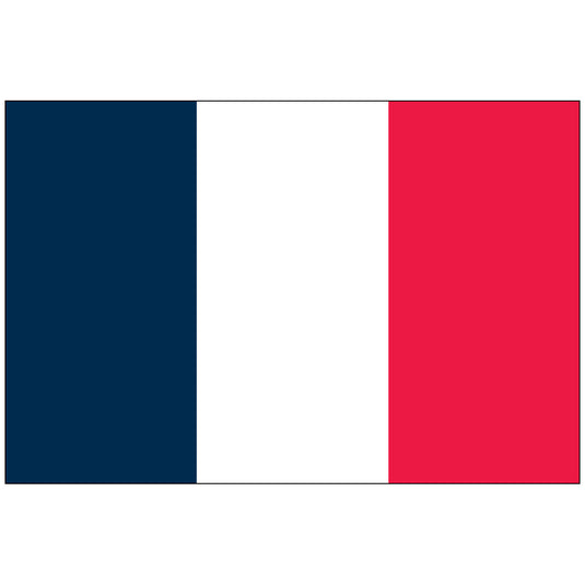 The France World Flag (Tricolour), featuring three equal vertical bands of color: a dark navy blue band on the hoist side, a white band in the center, and a bright red band on the fly side.