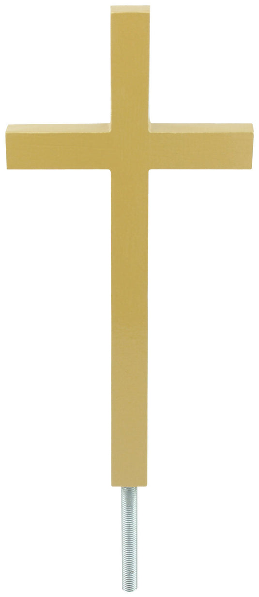 Square-tipped Gold Cross Aluminum Flagpole Ornament with threaded base.