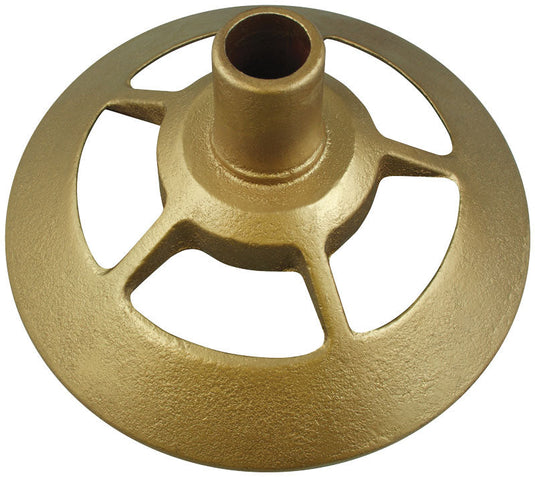 Cast gold-finish Federal Floor Stand with open spoked base for indoor flagpoles.