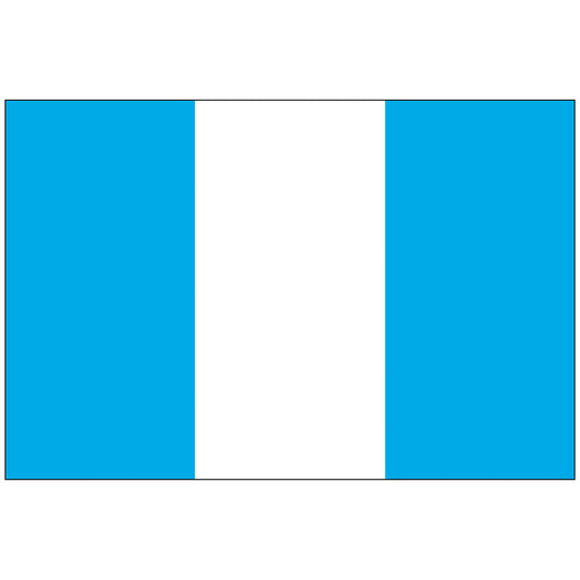 The Civil Flag of Guatemala, consisting of three equal vertical stripes of sky blue (representing the Pacific and Atlantic Oceans) flanking a pure white central stripe (representing peace). This plain design is primarily used by the Guatemalan populace.