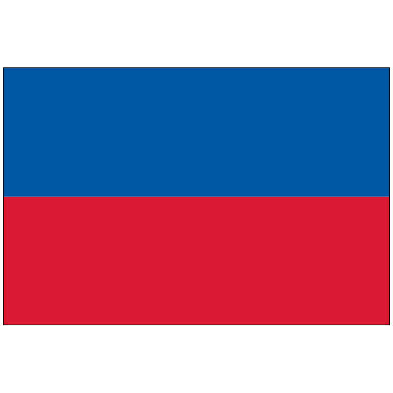 Load image into Gallery viewer, The Civil Flag and Ensign of Haiti, a simple horizontal blue and red bicolour that omits the national coat of arms. The bold red and blue stripes represent the union of Haiti's citizens and its revolutionary history against colonial rule.

