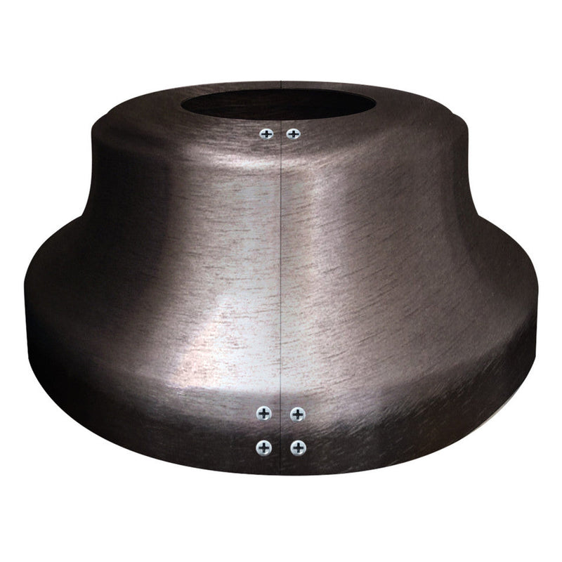 Load image into Gallery viewer, Commercial-grade split aluminum flagpole flash collar with a deep, rich black weathered finish. This practical two-part accessory is shown securely fastened by screws along the seam, providing high-profile elegance to the base of the flagpole.
