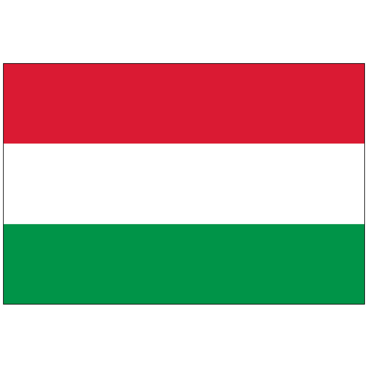 National Civil Flag of Hungary: A simple horizontal red, white, and green tricolor (symbolizing strength, faithfulness, and hope) without a central emblem.
