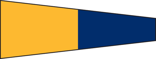 International Code of Signals pennant for the number four, with vertical blocks of yellow and dark blue.