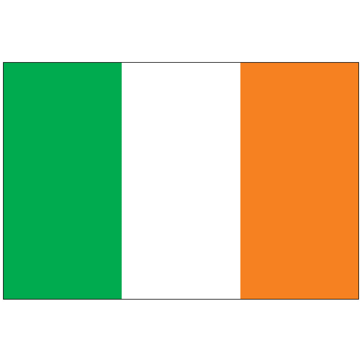 The national flag of Ireland, a tricolor flag featuring vertical stripes of green, white, and orange.