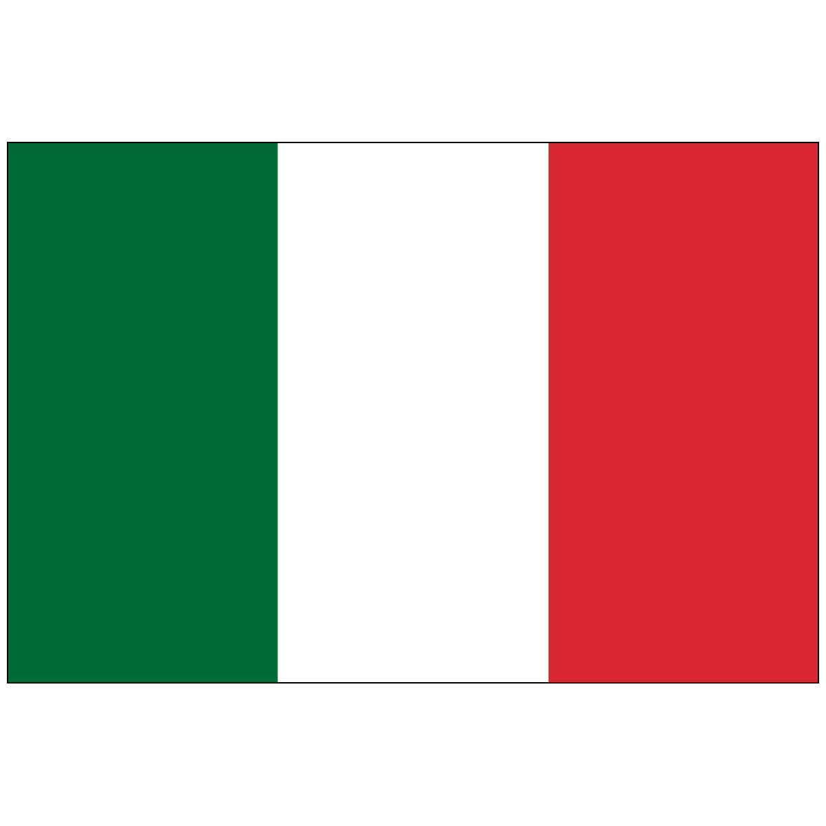 The national flag of Italy, a tricolor flag featuring vertical stripes of green, white, and red.
