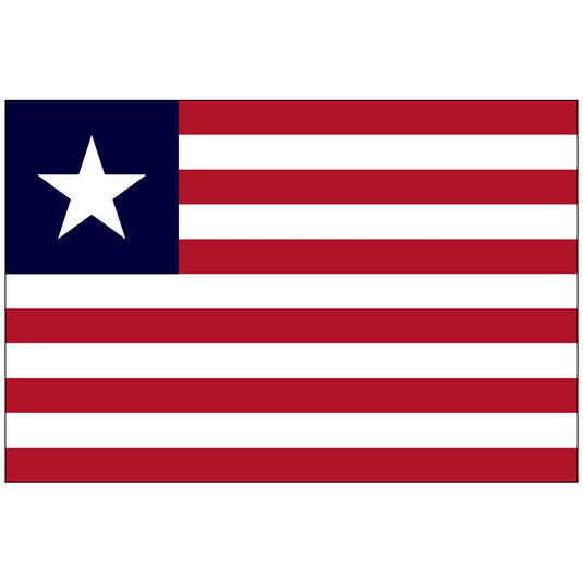 The national flag of Liberia, featuring red and white stripes and a single white 