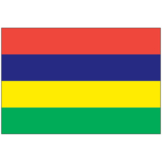 Horizontal Mauritius nylon world flag featuring four equal stripes. The colors, from top to bottom, are red, blue, yellow, and green.