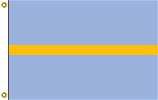 Horizontal Measurer Officer flag for the US Army Corps. The flag features a light blue field with a single, thinner gold horizontal stripe centered across the middle.